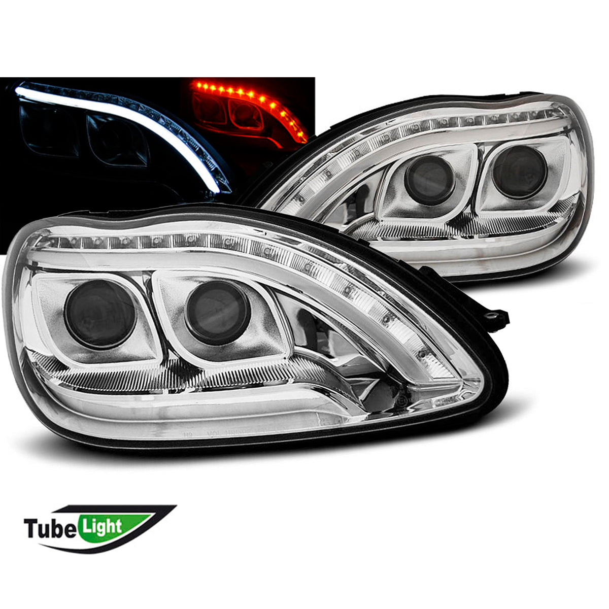 Scheinwerfer Tube Light Chrom passend für Mercedes W220 S-Klasse 09.98-05.05