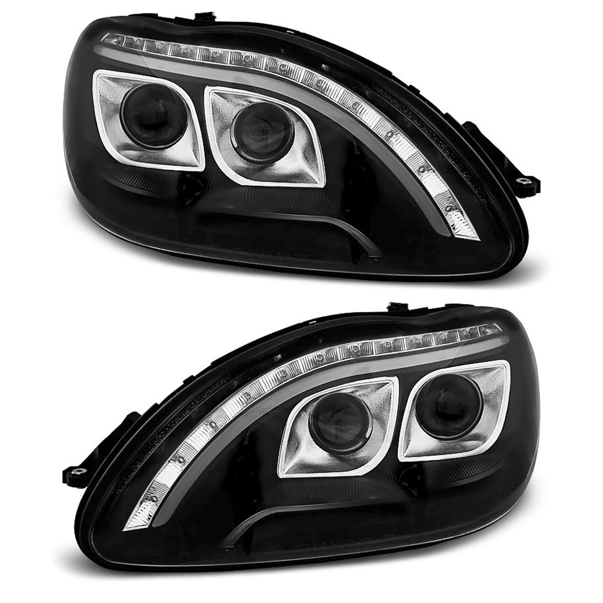 Scheinwerfer Tube Light Schwarz passend für Mercedes W220 S-Klasse 09.98-05.05