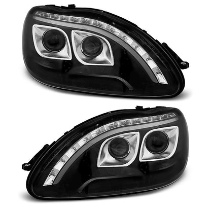 Scheinwerfer Tube Light Schwarz passend für Mercedes W220 S-Klasse 09.98-05.05