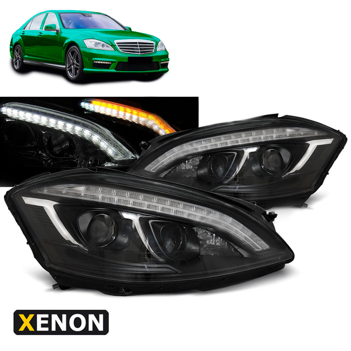 Xenon Scheinwerfer Daylight Schwarz passend für Mercedes W221 05-09