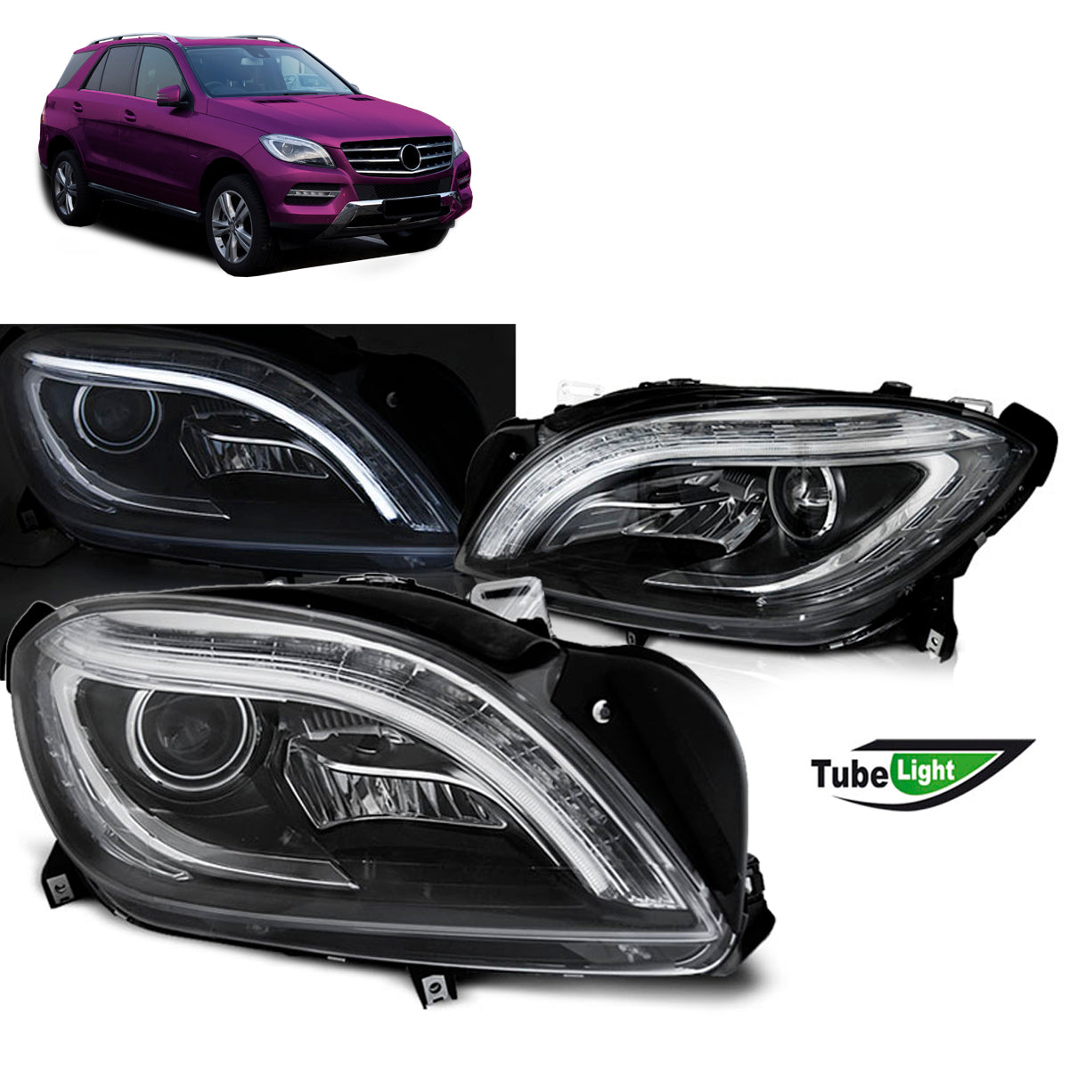 Scheinwerfer Schwarz LED passend für Mercedes M-Klasse W166 11-15