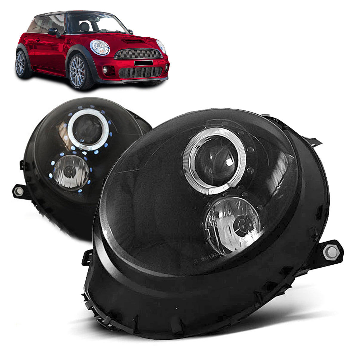 Scheinwerfer Angel Eyes Schwarz passend für BMW MINI (COOPER) 06-14