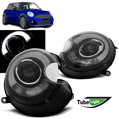 Scheinwerfer Tube Light Schwarz passend für BMW MINI (COOPER) 06-14