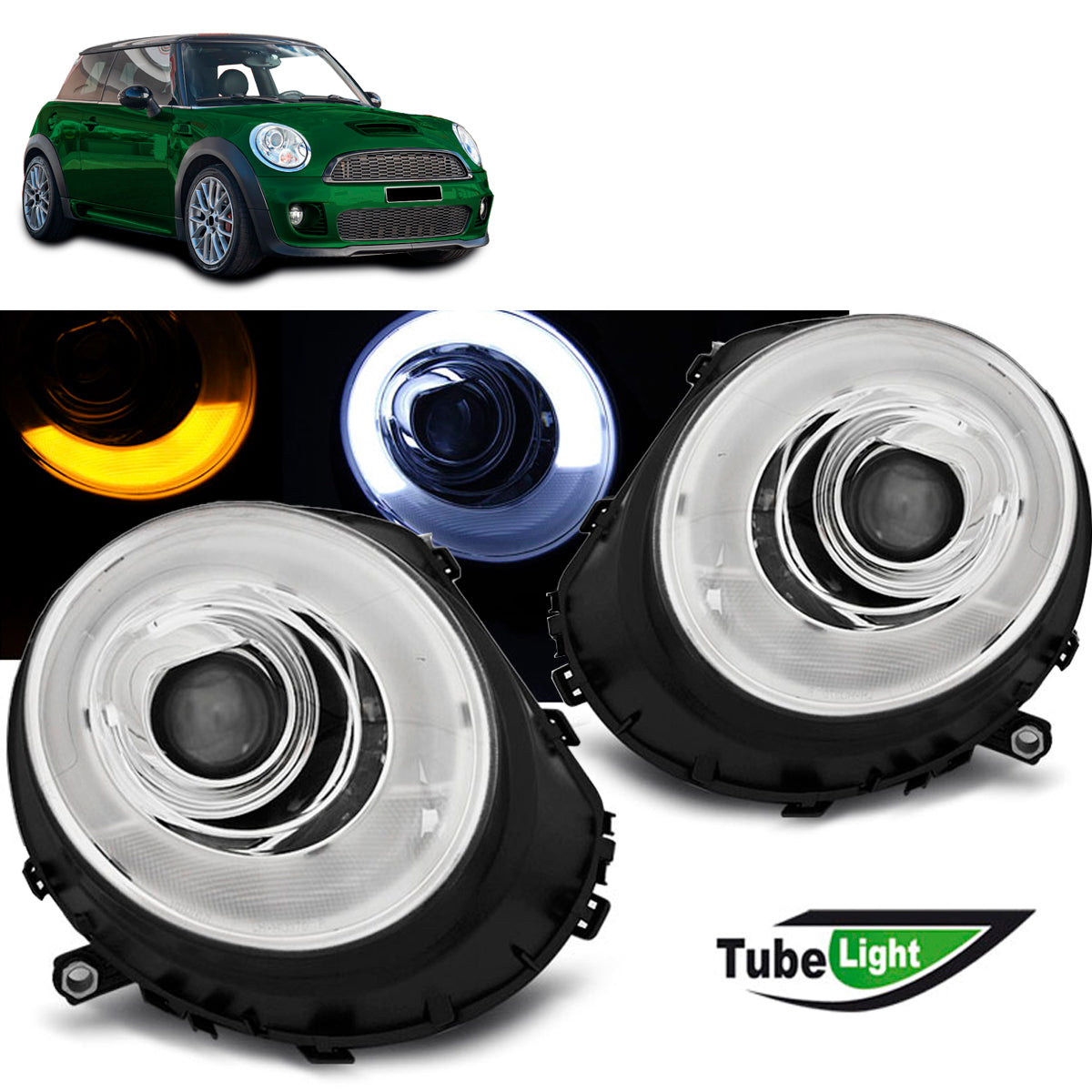 Scheinwerfer Tube Light Chrom passend für BMW MINI (COOPER) 06-14