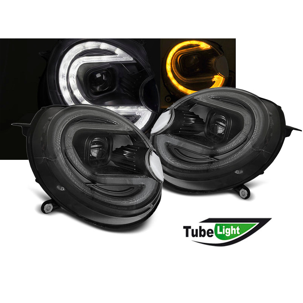 Scheinwerfer Tube Light Schwarz LED passend für BMW MINI (COOPER) 06-14