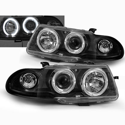 Scheinwerfer passend für Opel Astra F 09.94-08.97 Angel Eyes Schwarz
