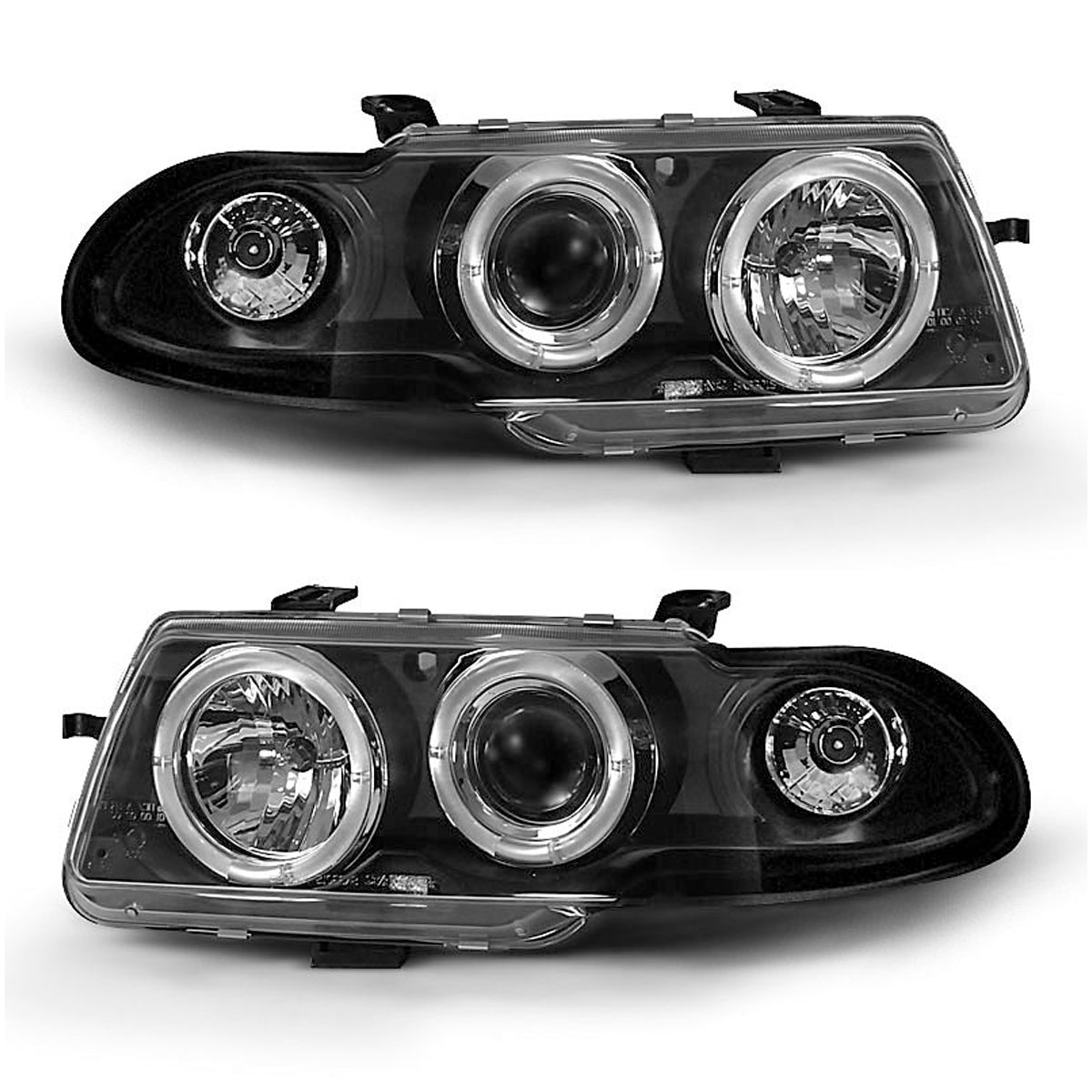 Scheinwerfer passend für Opel Astra F 09.94-08.97 Angel Eyes Schwarz