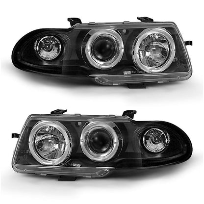 Scheinwerfer passend für Opel Astra F 09.94-08.97 Angel Eyes Schwarz