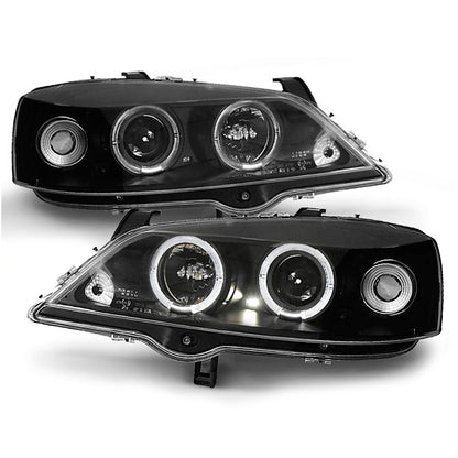Scheinwerfer passend für Opel Astra G 09.97-02.04 Angel Eyes Schwarz