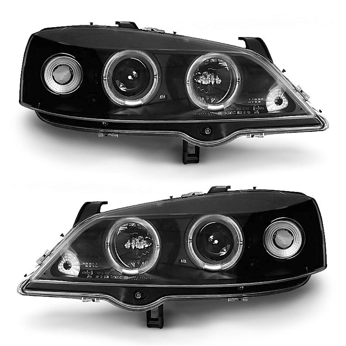 Scheinwerfer passend für Opel Astra G 09.97-02.04 Angel Eyes Schwarz