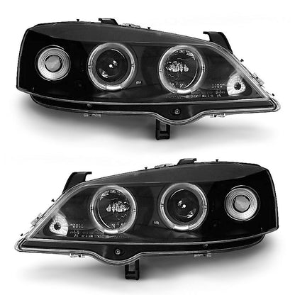 Scheinwerfer passend für Opel Astra G 09.97-02.04 Angel Eyes Schwarz