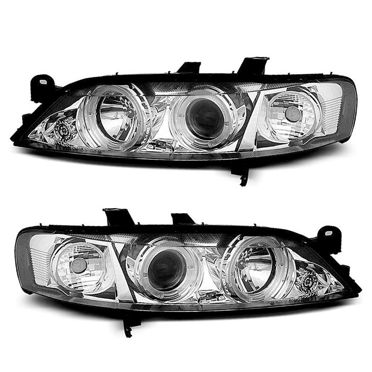 Scheinwerfer passend für Opel Vectra B 99-03.02 Angel Eyes Chrom