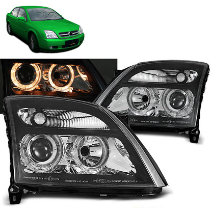 Scheinwerfer passend für Opel Vectra C 04.02-08.05 Angel Eyes Schwarz