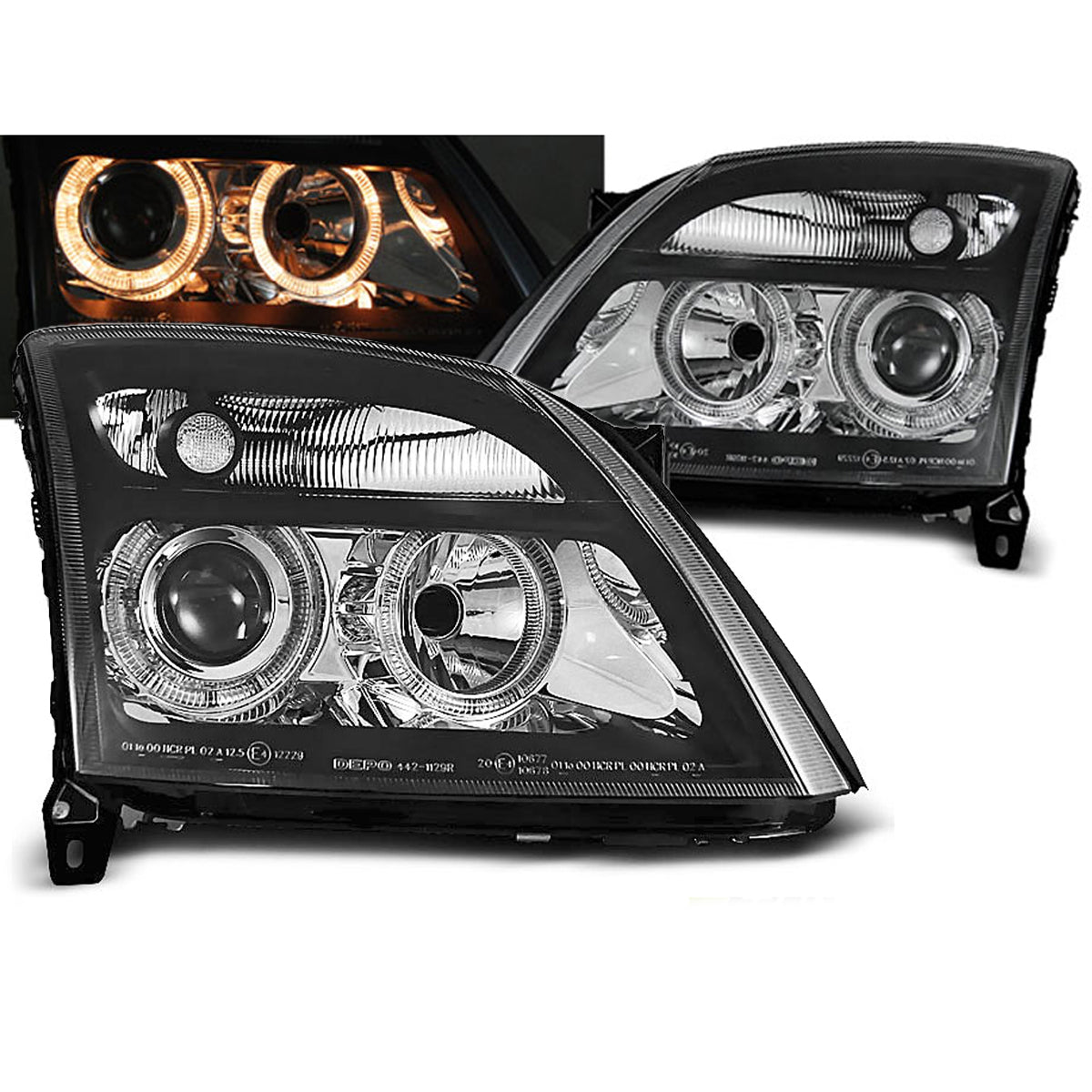 Scheinwerfer passend für Opel Vectra C 04.02-08.05 Angel Eyes Schwarz