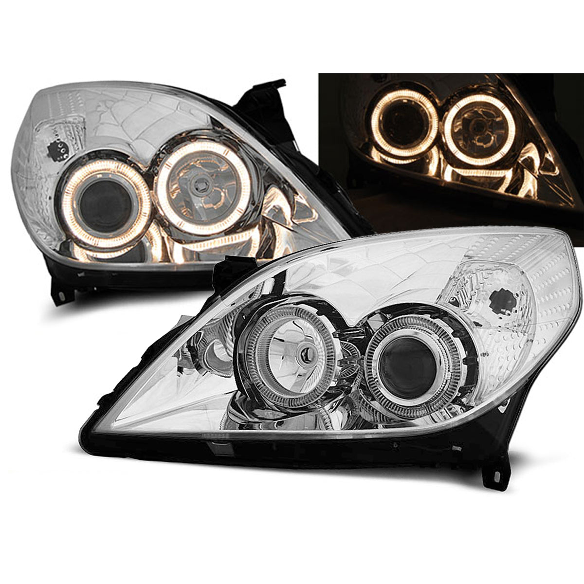 Scheinwerfer passend für Opel Vectra C 09.05-08 Angel Eyes Chrom