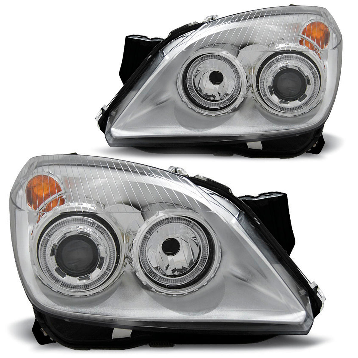 Scheinwerfer passend für Opel Astra H 03.04-09 Angel Eyes Chrom