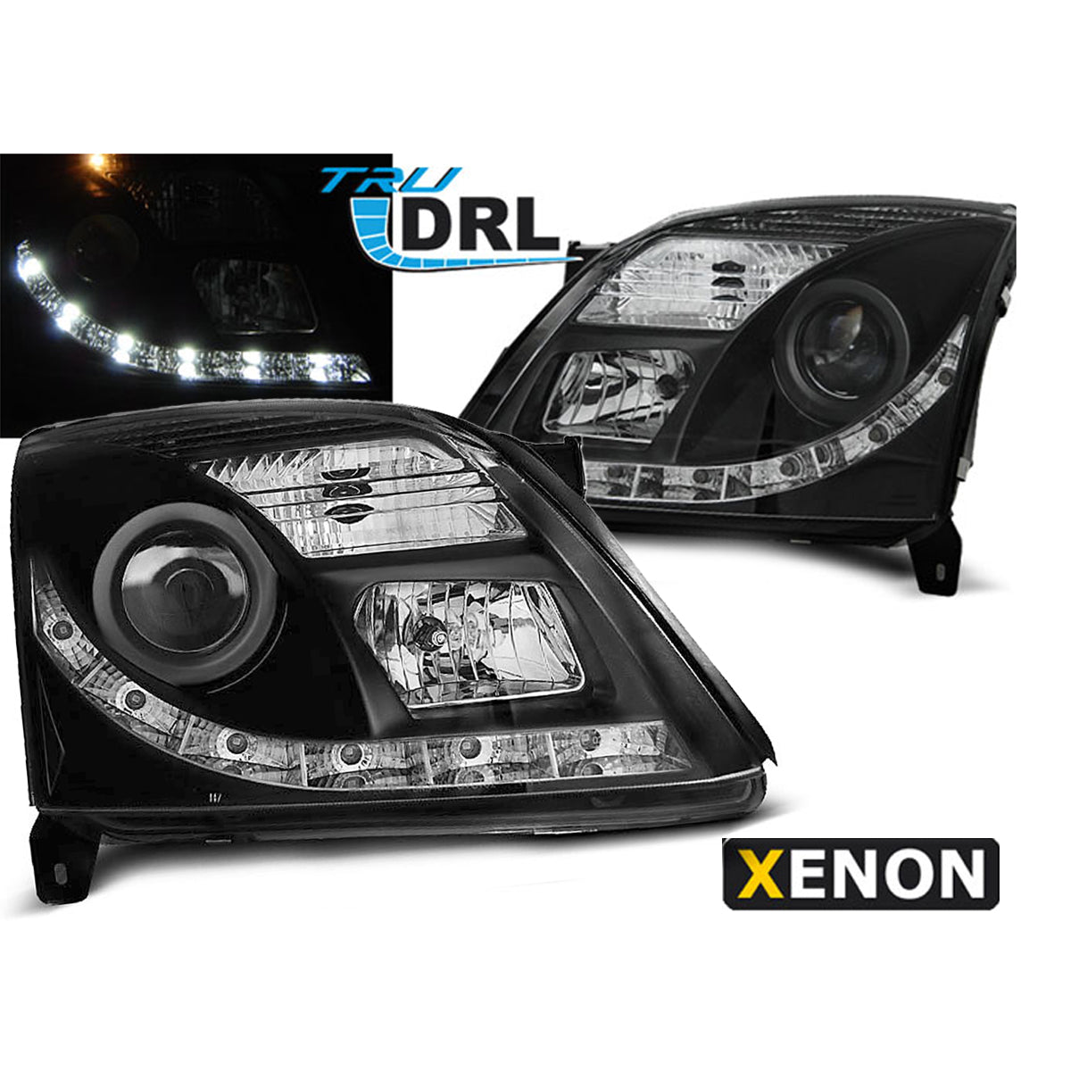 Scheinwerfer passend für Opel Vectra C 04.02-08.05 Tru DRL Schwarz Xenon D2S