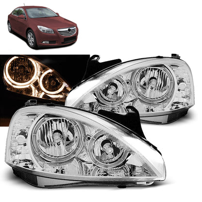 Scheinwerfer passend für Opel Corsa C 11.00-09.06 Angel Eyes Chrom
