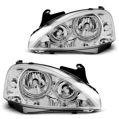 Scheinwerfer passend für Opel Corsa C 11.00-09.06 Angel Eyes Chrom