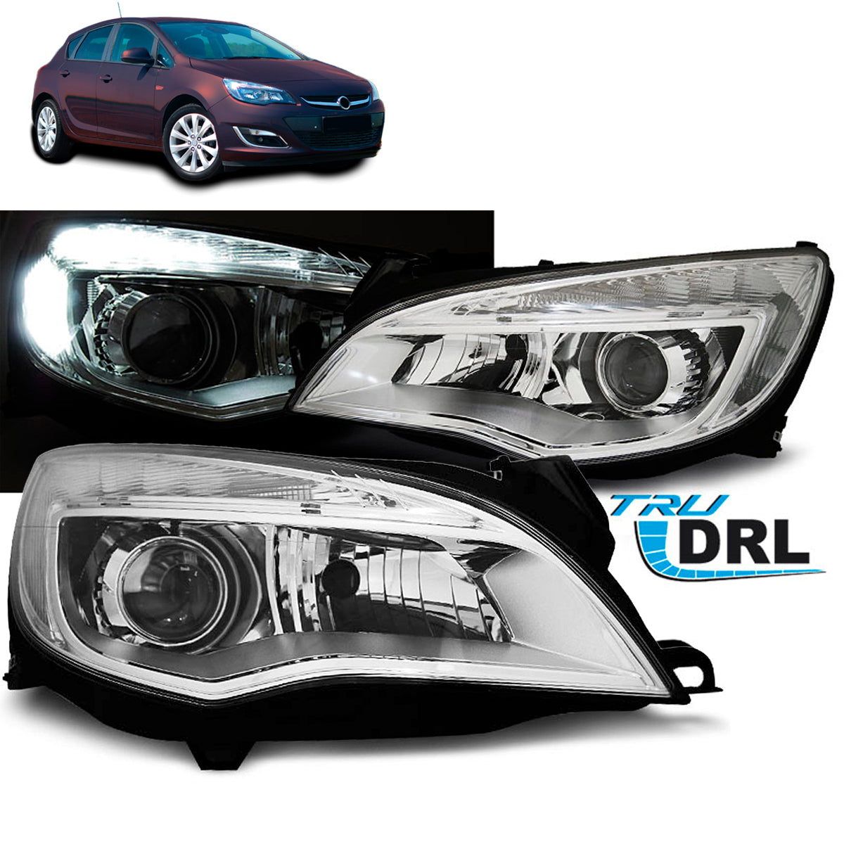 Scheinwerfer passend für Opel Astra J 10-12 Chrom Tru DRL