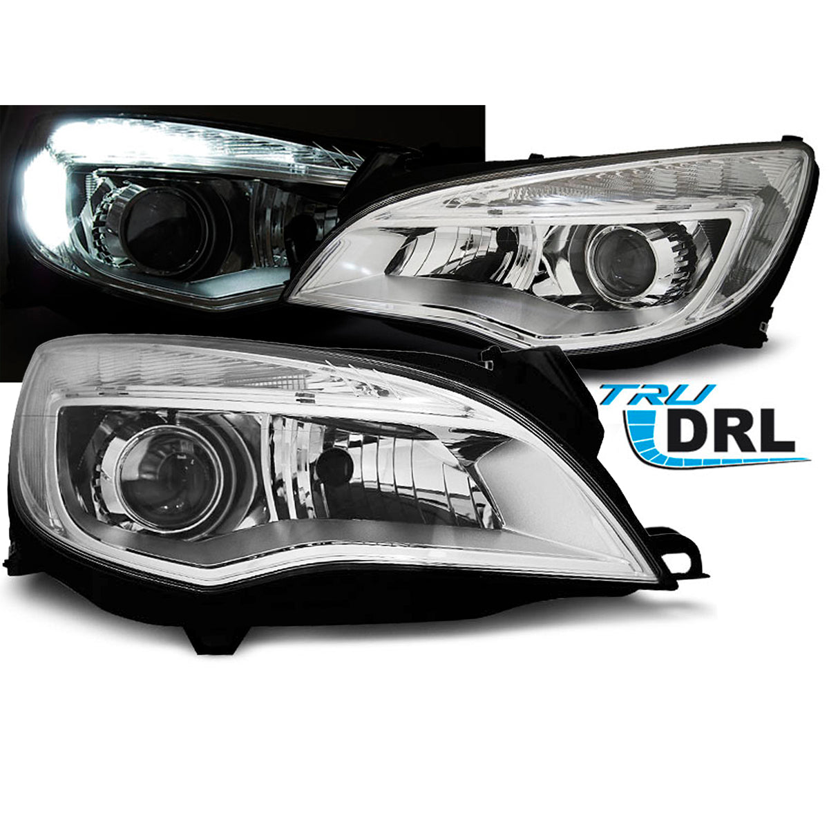 Scheinwerfer passend für Opel Astra J 10-12 Chrom Tru DRL