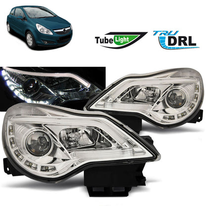 Scheinwerfer passend für Opel Corsa D 11-14 DRL Chrom