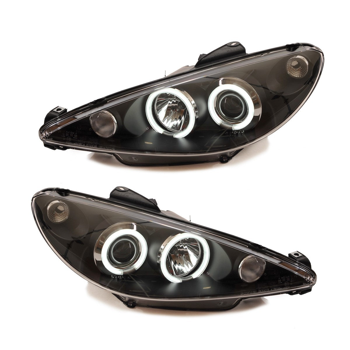 Scheinwerfer Halogen Projektor Schwarz CCFL passend für Peugeot 206 1998-2012