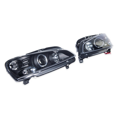 Schwarze Halogen Projektor Scheinwerfer passend für Peugeot 106 1996-2003