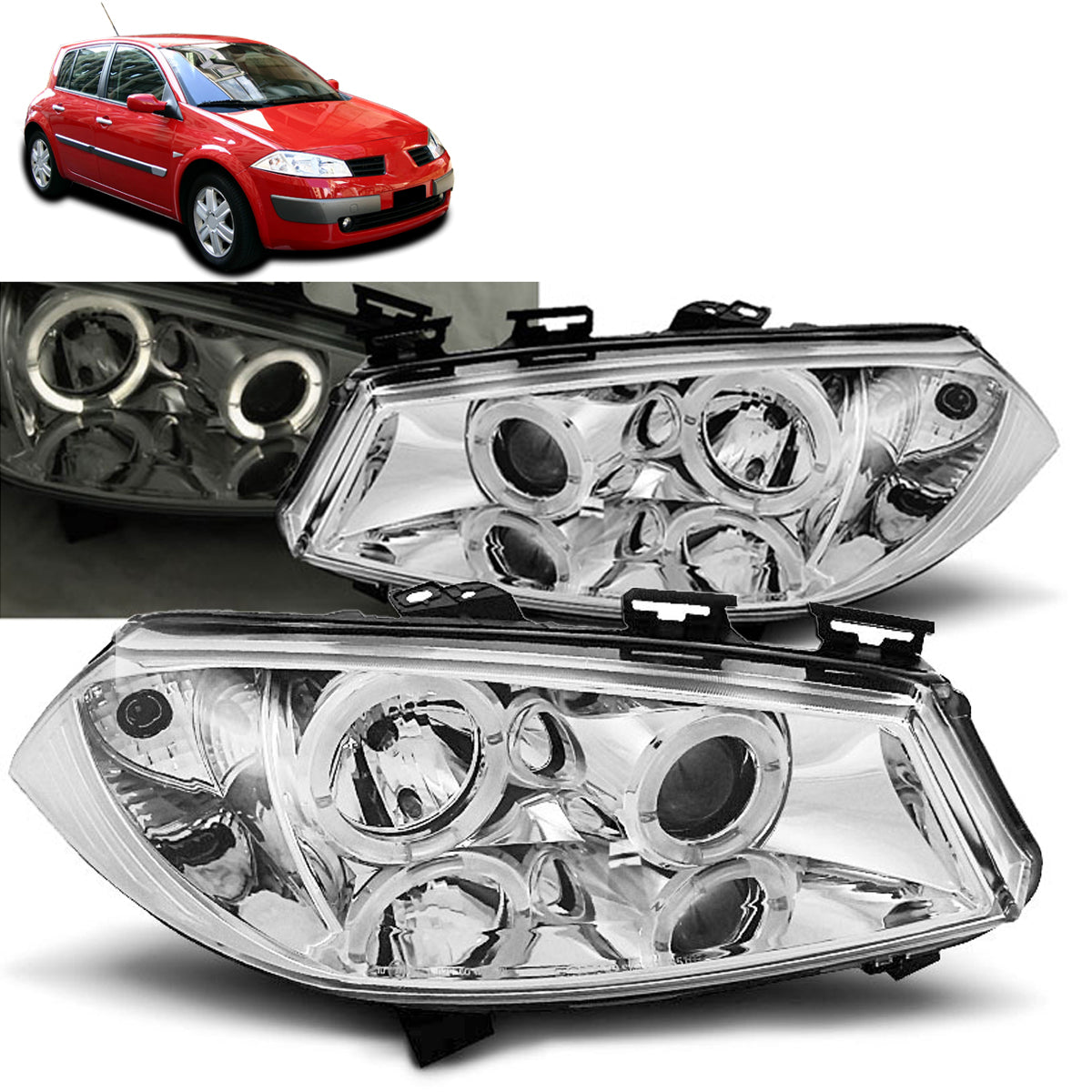 Scheinwerfer Renault Megane II 11.02-12.05 Angel Eyes Chrom