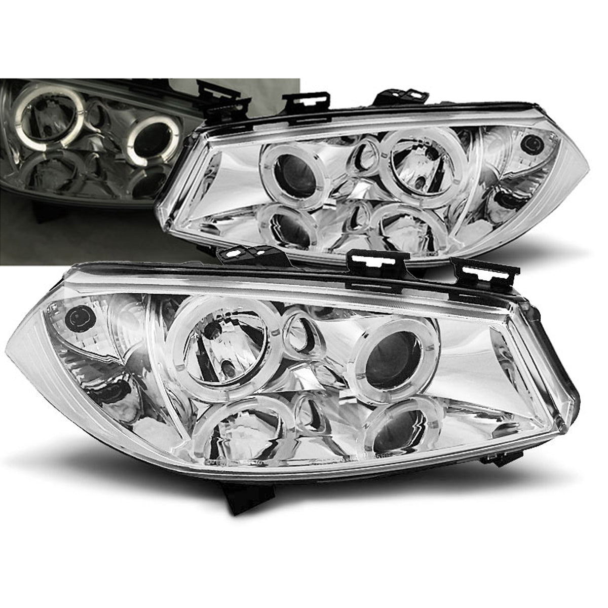 Scheinwerfer Renault Megane II 11.02-12.05 Angel Eyes Chrom
