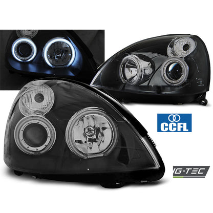 Scheinwerfer passend für Renault Clio II 06.01-09.05 Angel Eyes CCFL Schwarz