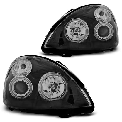 Scheinwerfer passend für Renault Clio II 06.01-09.05 Angel Eyes CCFL Schwarz