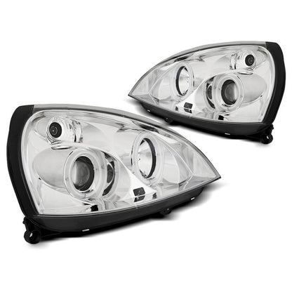 Scheinwerfer passend für Renault Clio II 06.01-09.05 Angel Eyes CCFL Chrom