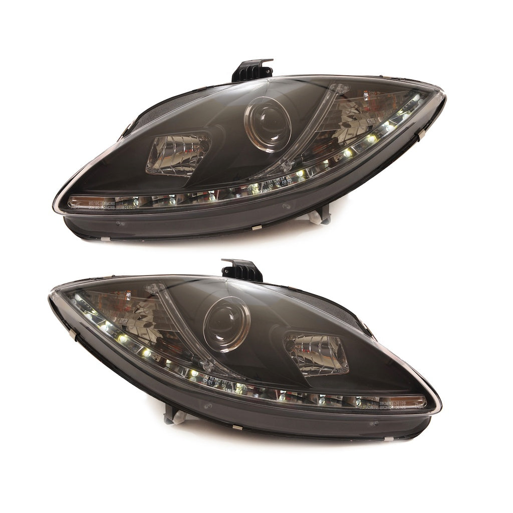 Scheinwerfer Halogen Schwarz passend für SEAT ALTEA (5P1), LEON (1P1) und TOLEDO III (5P2) 2005-2008