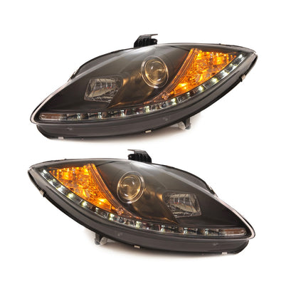 Scheinwerfer Halogen Schwarz passend für SEAT ALTEA (5P1), LEON (1P1) und TOLEDO III (5P2) 2005-2008