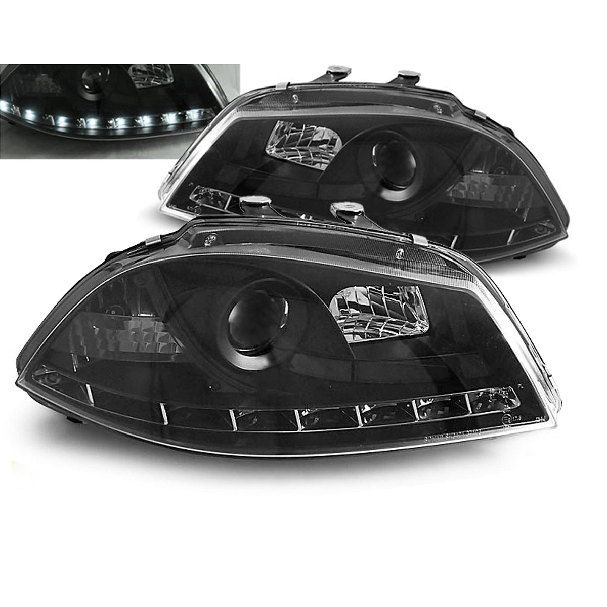Scheinwerfer Daylight Schwarz passend für Seat Ibiza 6L 04.02-08