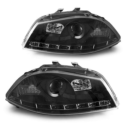 Scheinwerfer Daylight Schwarz passend für Seat Ibiza 6L 04.02-08
