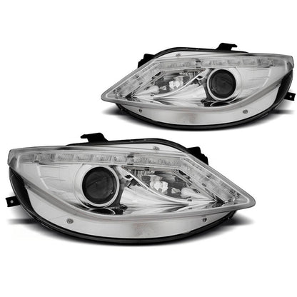 Scheinwerfer Tagfahrlicht Chrom mit LED-Blinker passend für Seat Ibiza 6J 06.08-12