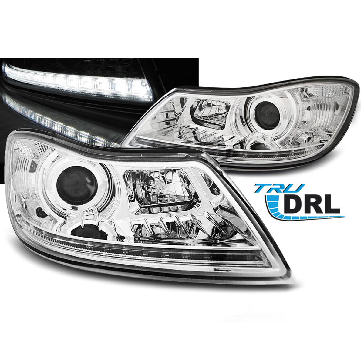 Scheinwerfer True DRL Chrom passend für Skoda Octavia 09-12