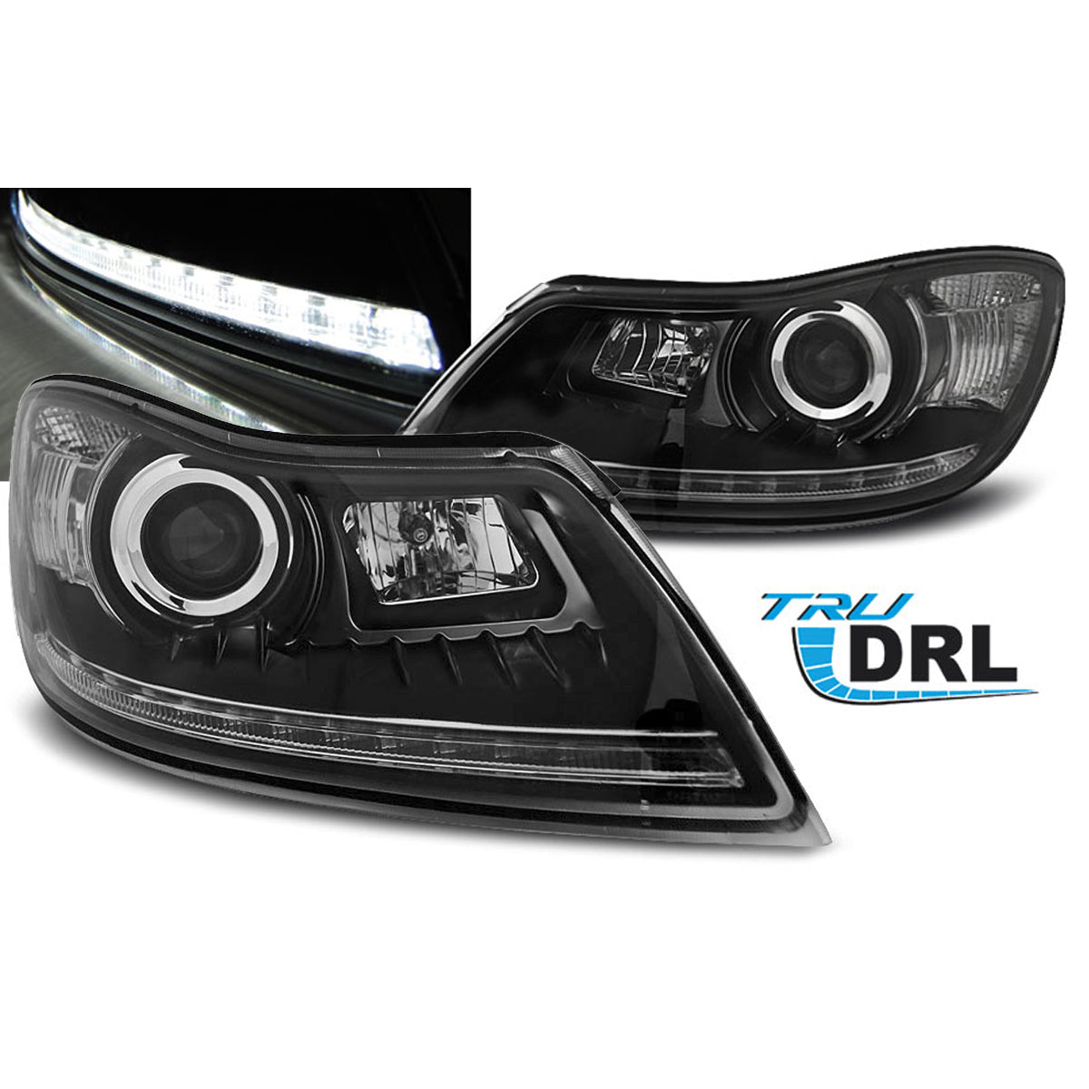 Scheinwerfer True DRL Schwarz passend für Skoda Octavia 09-12