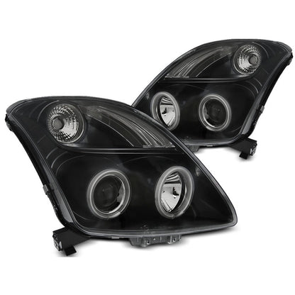 Scheinwerfer Suzuki Swift 05.05-10 CCFL Angel Eyes Schwarz