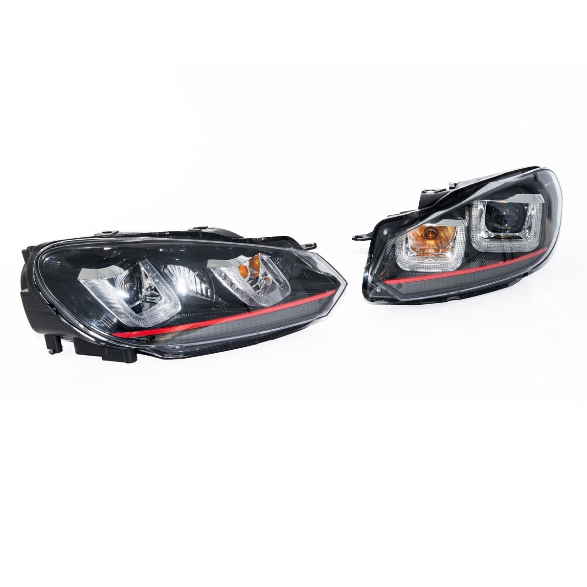 Halogen Rot Schwarz Tagfahrlicht Scheinwerfer passend für VW Golf VI 2009-2013
