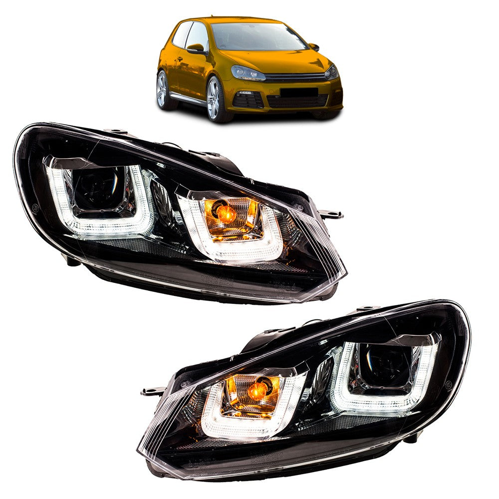 Schwarze Halogen-Scheinwerfer mit Tagfahrlicht passend für VW Golf VI 2008-2013