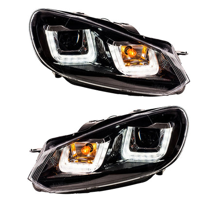 Schwarze Halogen-Scheinwerfer mit Tagfahrlicht passend für VW Golf VI 2008-2013