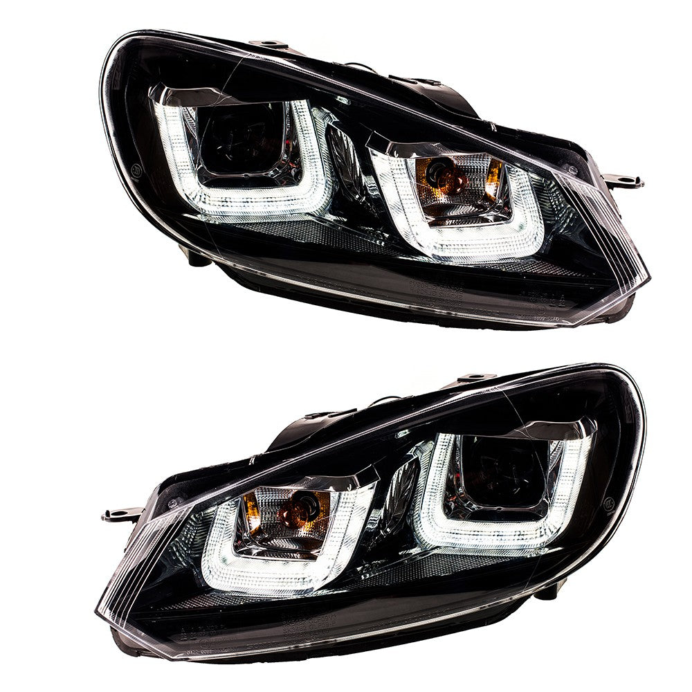 Schwarze Halogen-Scheinwerfer mit Tagfahrlicht passend für VW Golf VI 2008-2013