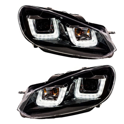 Schwarze Halogen-Scheinwerfer mit Tagfahrlicht passend für VW Golf VI 2008-2013