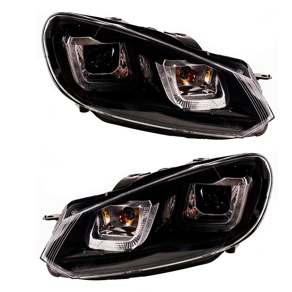 Schwarze Halogen-Scheinwerfer mit Tagfahrlicht passend für VW Golf VI 2008-2013