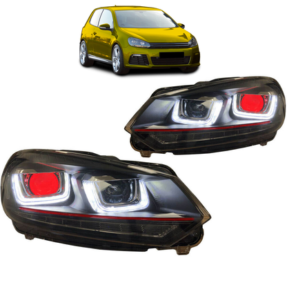 U-Style LED Dynamische rote Scheinwerfer passend für VW Golf 6 2008-2012