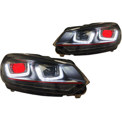 U-Style LED Dynamische rote Scheinwerfer passend für VW Golf 6 2008-2012