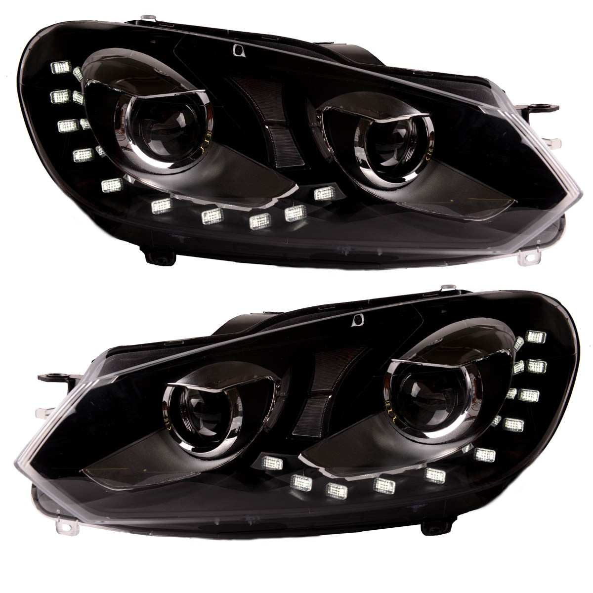 Scheinwerfer Halogen Chrom passend für VW Golf VI 2008-2012 mit Motor für Scheinwerferverstellung